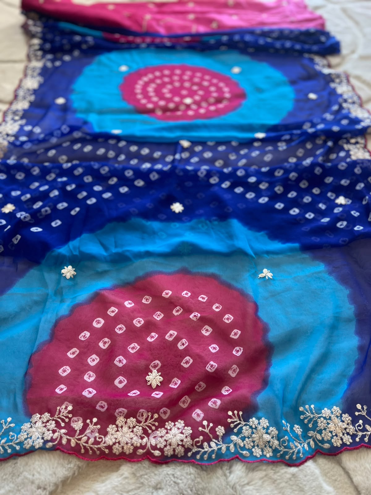 Beautiful Colorful Saree with Kasida and Cut Work on the Border and Heavy Blouse Piece