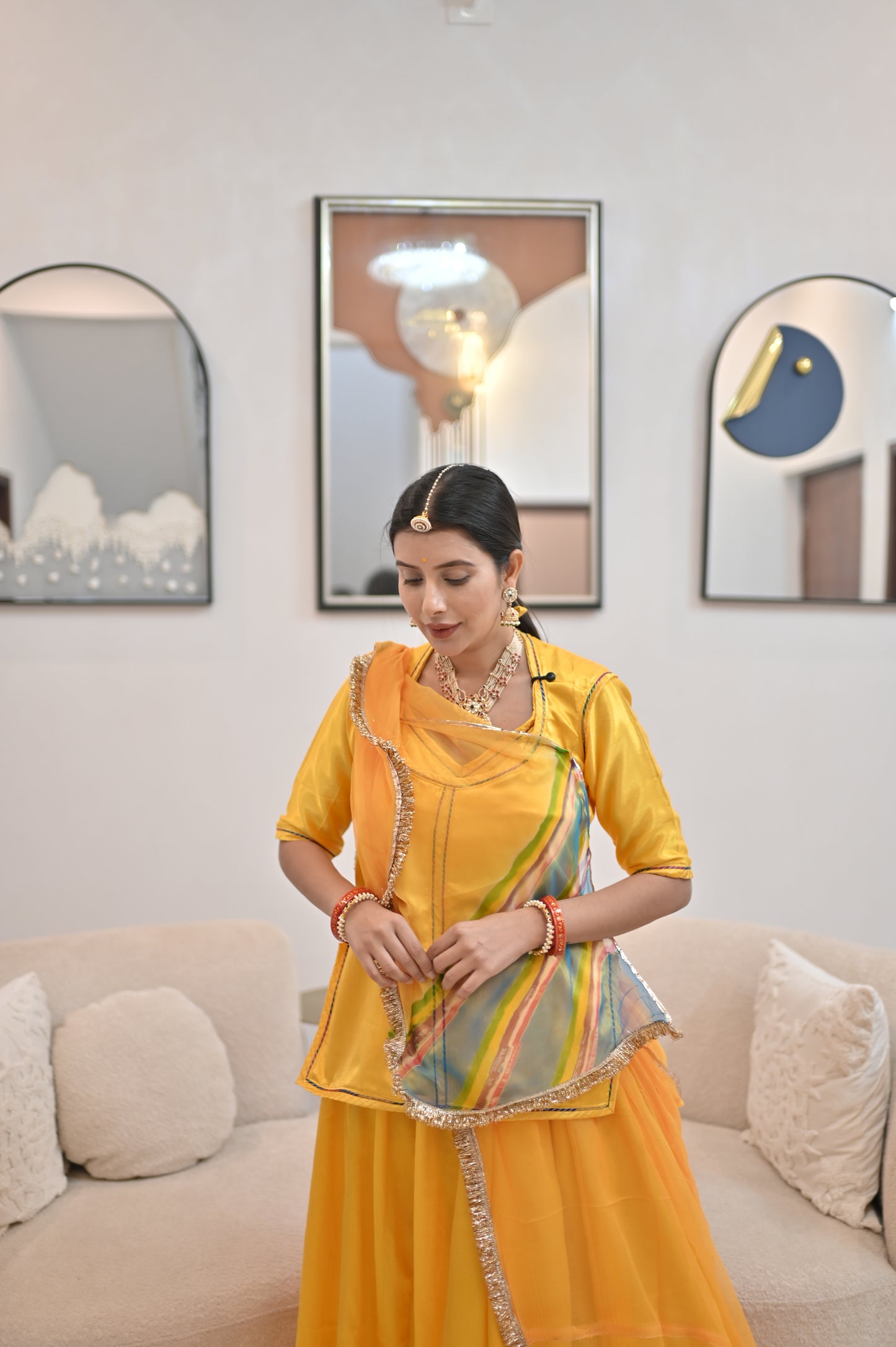 Pure Gajji Silk Poshak with Pure Chiffon Odhna