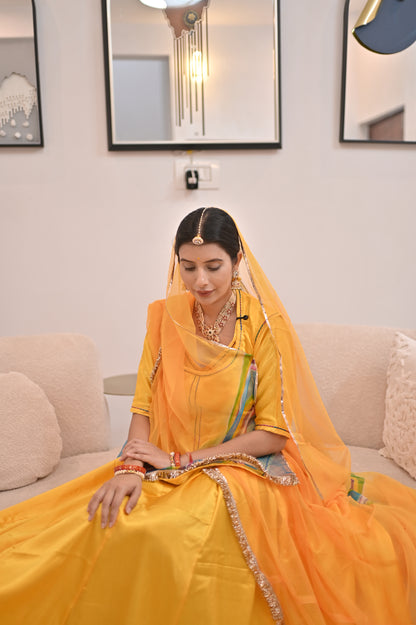 Pure Gajji Silk Poshak with Pure Chiffon Odhna