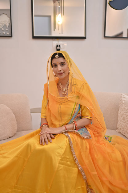 Pure Gajji Silk Poshak with Pure Chiffon Odhna