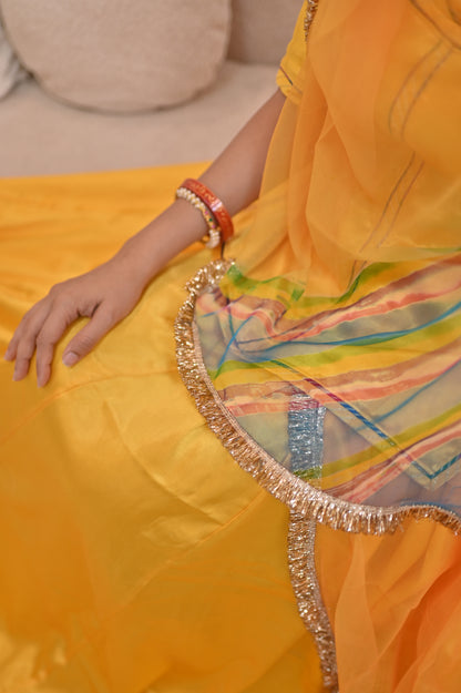 Pure Gajji Silk Poshak with Pure Chiffon Odhna