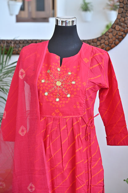 Lahariya Print, Mirror Work Cotton Suit