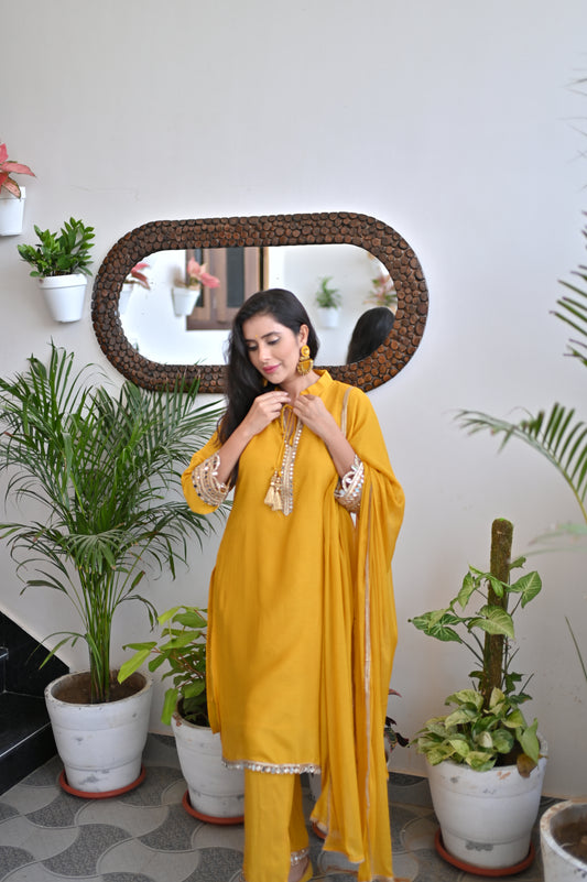 Yellow Mirror Work Suit