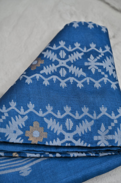 Blue Tussur Silk Saree
