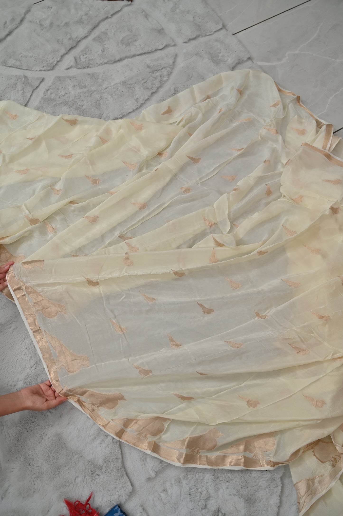 Off White Pure Crepe Silk Saree