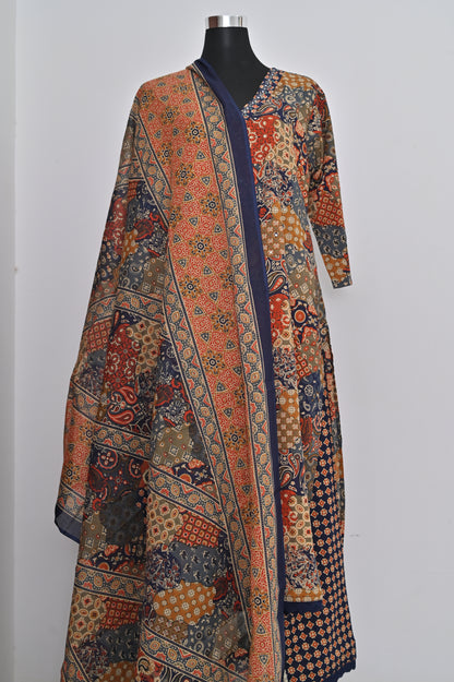 Jaipuri Print Mirror Work Cotton Suit