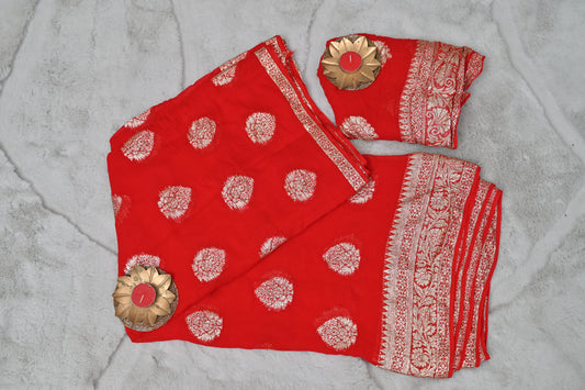 Soft Gerogette Red Saree