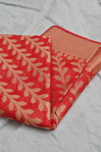 Red Kota Doria Saree