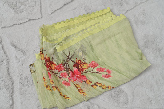 Semi-Chiffon Sea Green Saree