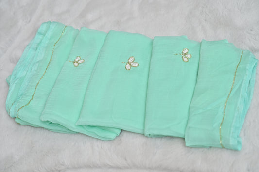 Sea Green Chiffon Saree