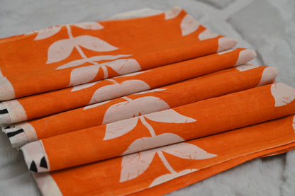 Pure Cotton Orange and White Saree