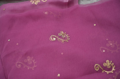 Purple Pure Chiffon Peta Work Saree