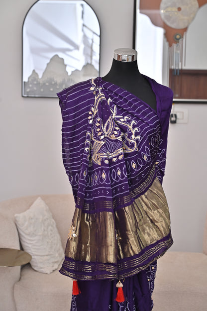 Beautiful Purple Color Gazi Silk Saree