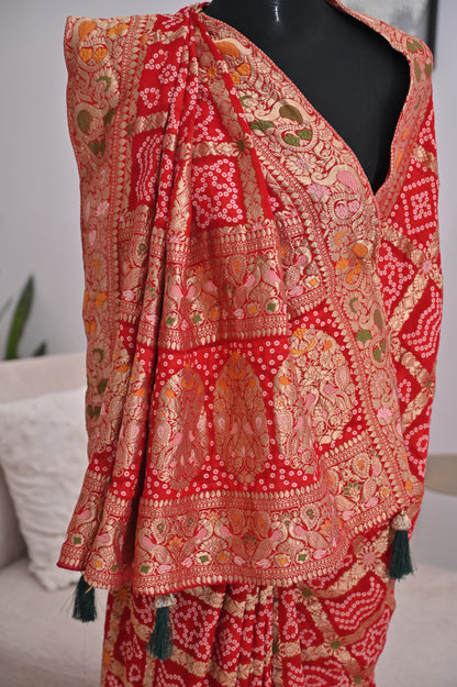 Red Ghatchola Premium Saree