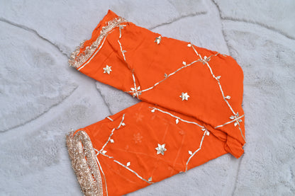 Orange Soft Chiffon Gota Zaal Work Saree