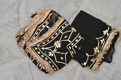 Beautiful Black Color Gota Zaal Work Saree