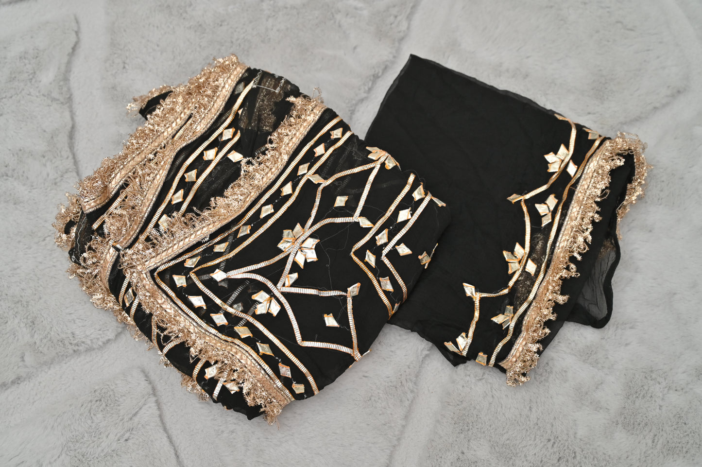 Beautiful Black Color Gota Zaal Work Saree