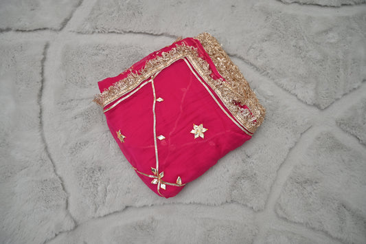 Pink Soft Chiffon Gota Zaal Work