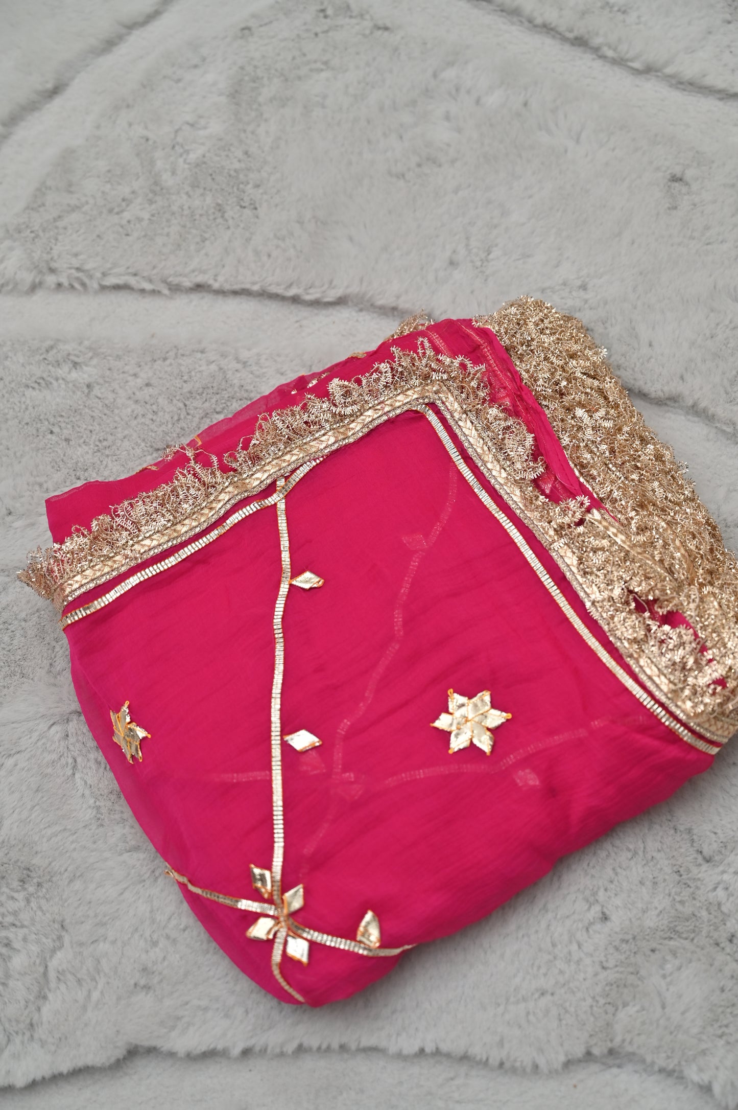 Pink Soft Chiffon Gota Zaal Work