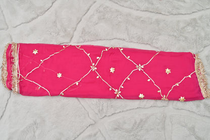 Pink Soft Chiffon Gota Zaal Work