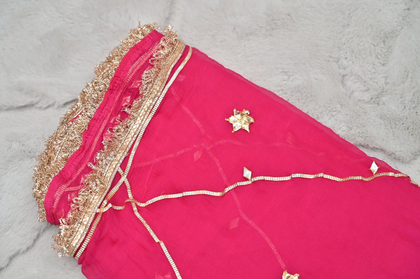 Pink Soft Chiffon Gota Zaal Work