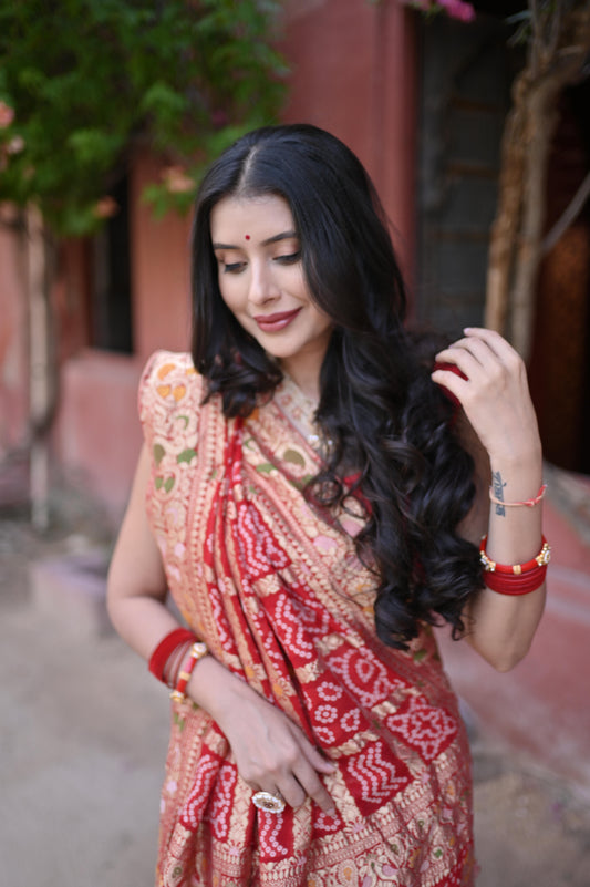 Red Ghatchola Premium Saree