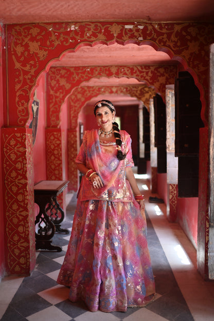 Beautiful Multi-color Fendy Tissue Poshak