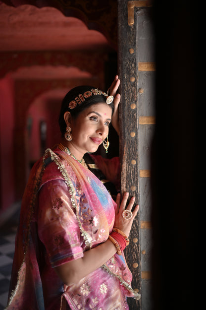 Beautiful Multi-color Fendy Tissue Poshak