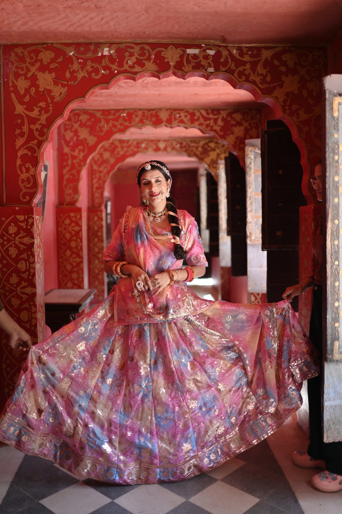 Beautiful Multi-color Fendy Tissue Poshak