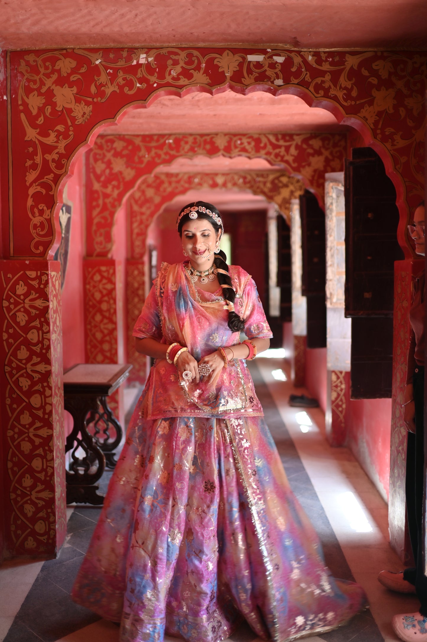 Beautiful Multi-color Fendy Tissue Poshak