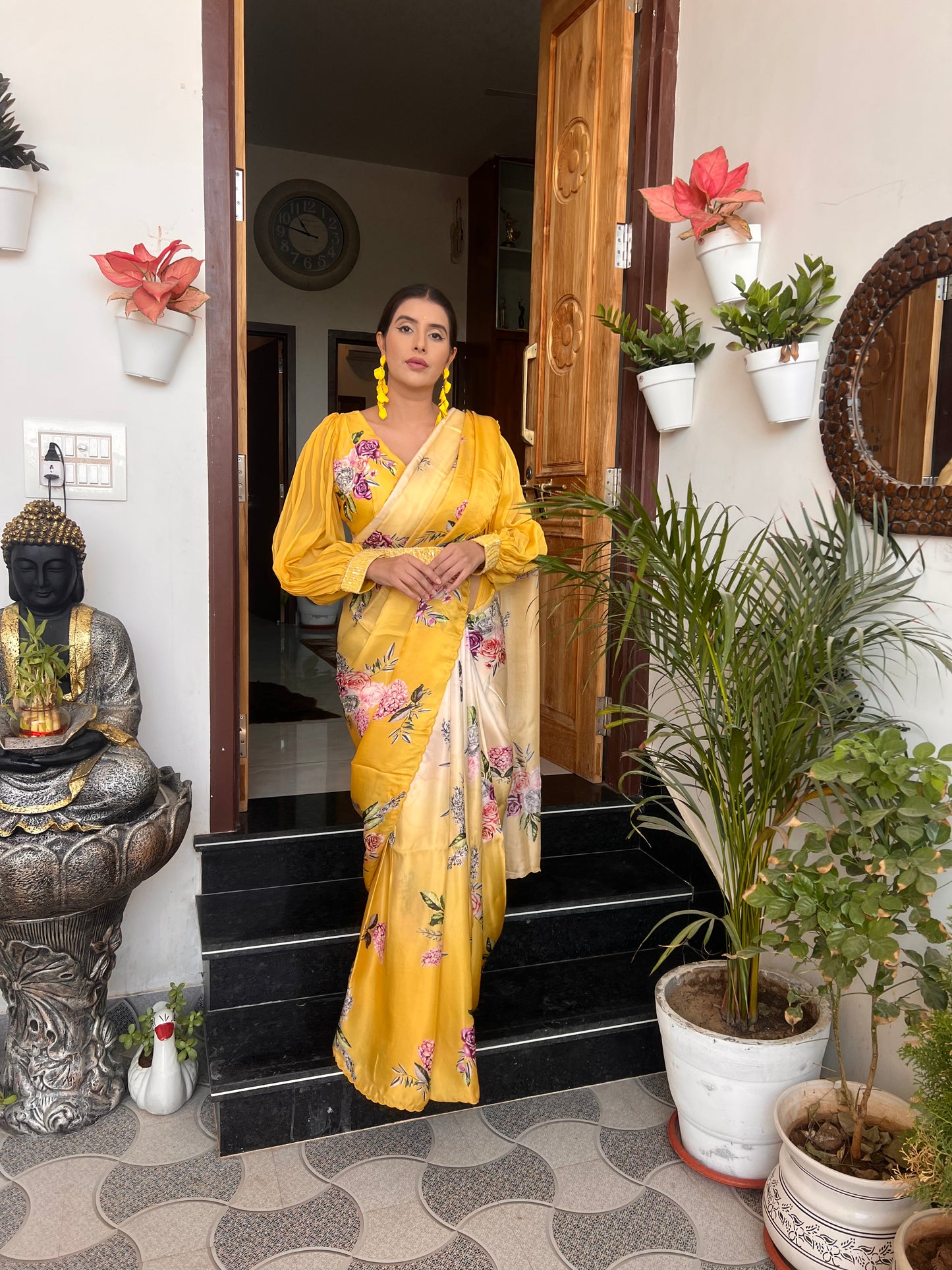 Printed Modal Silk Saree with Designer Blouse and Beautiful Waist Belt