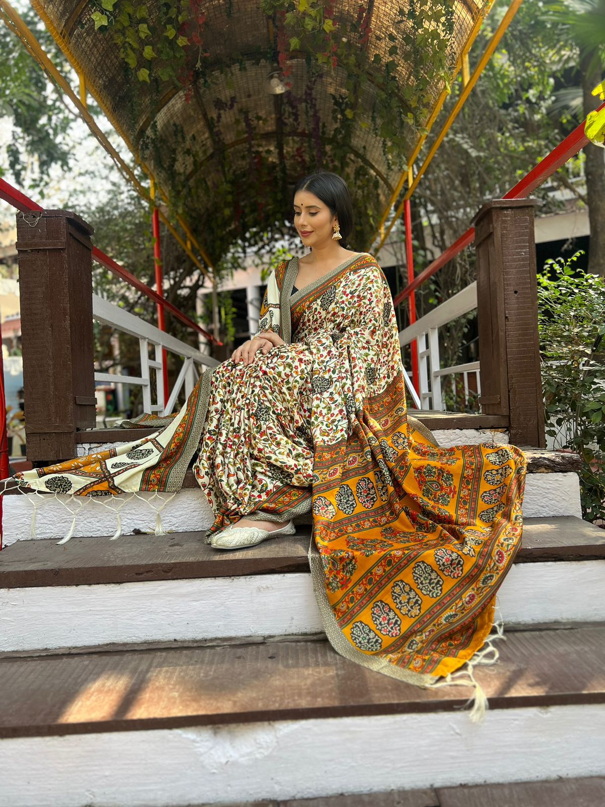 Pashmina Silk Saree and Shawl Combo