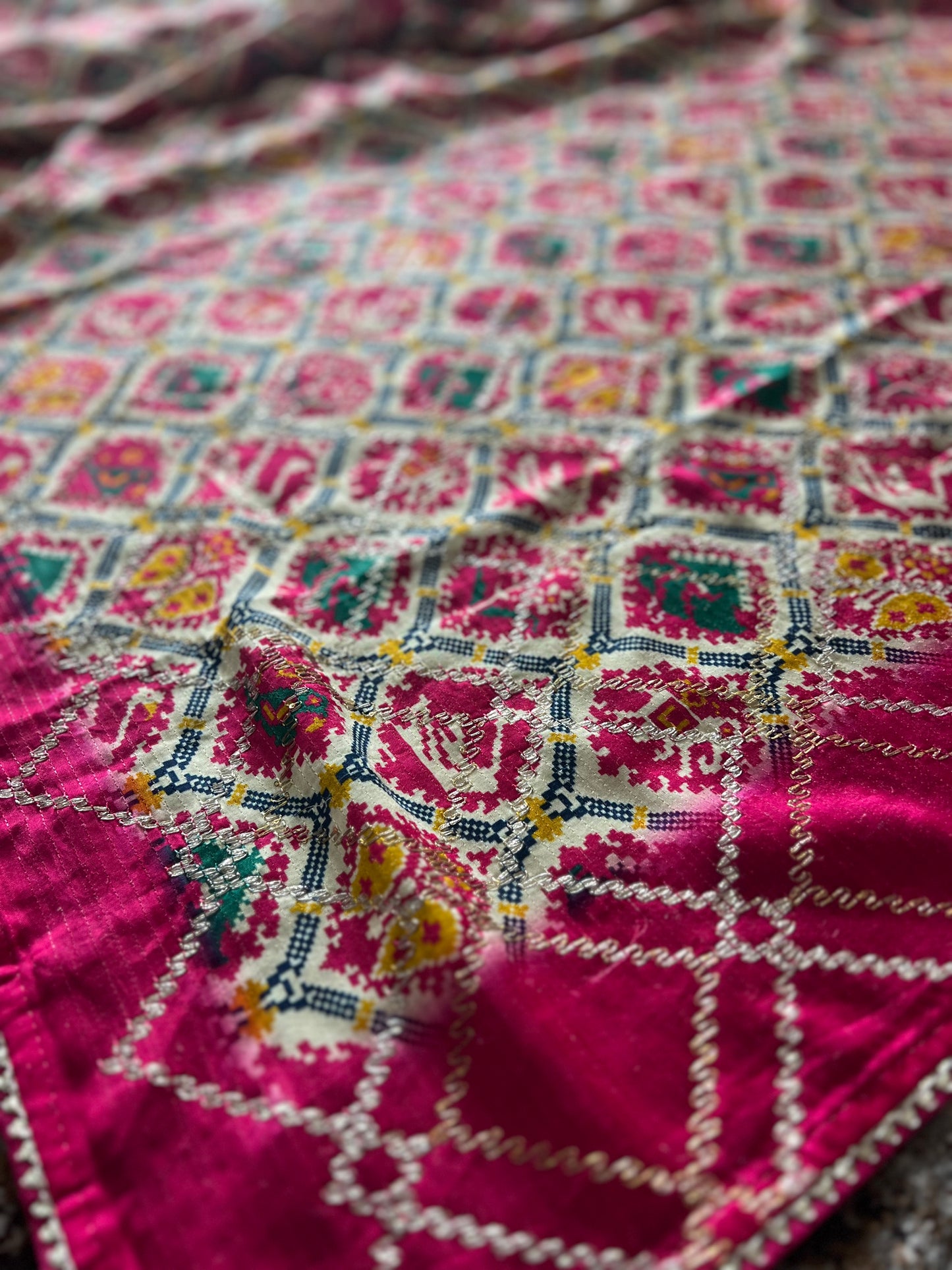 Beautiful modal, silk sari with lovely thread work all over the Saree and designer blouse piece