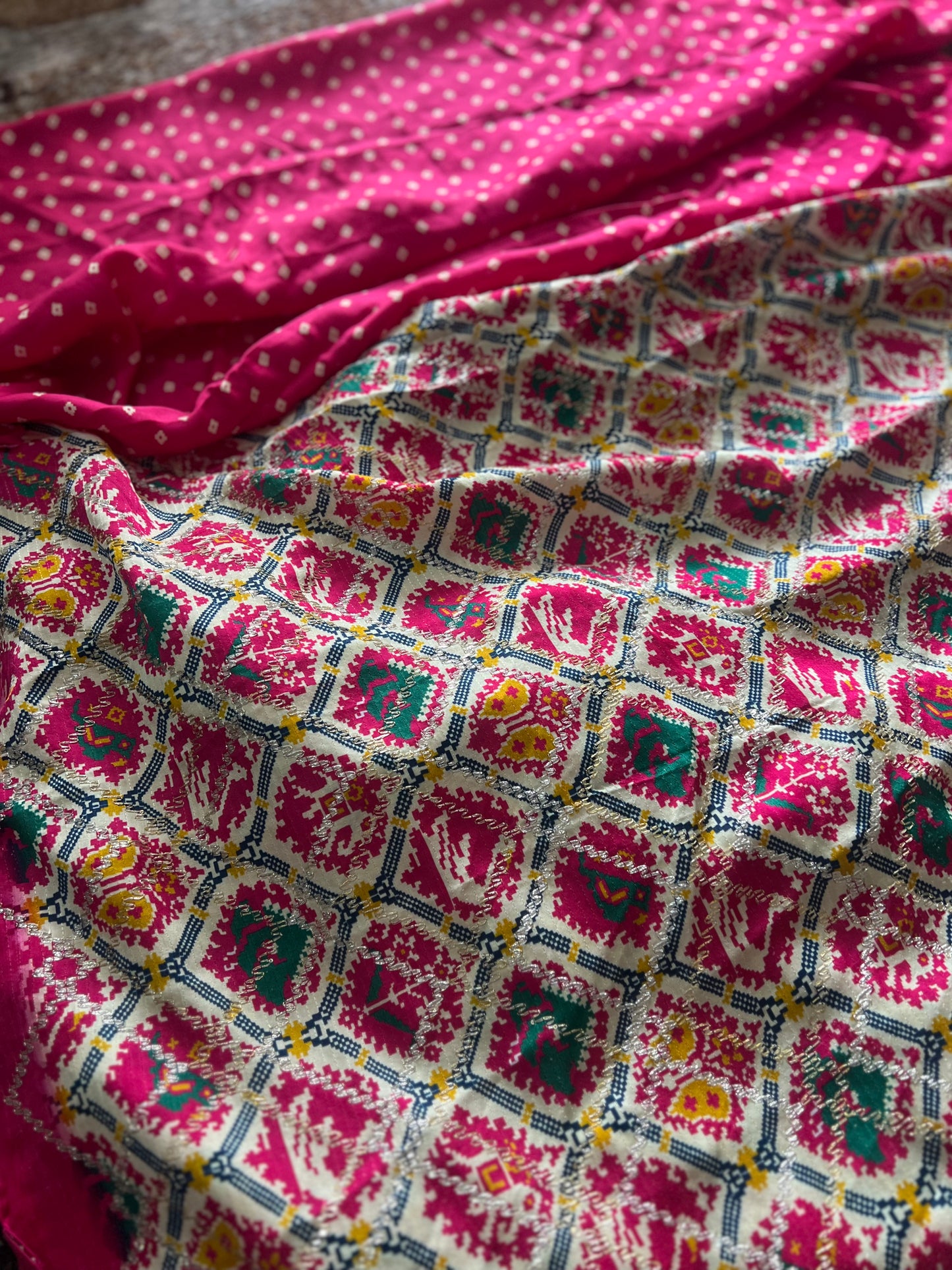 Beautiful modal, silk sari with lovely thread work all over the Saree and designer blouse piece