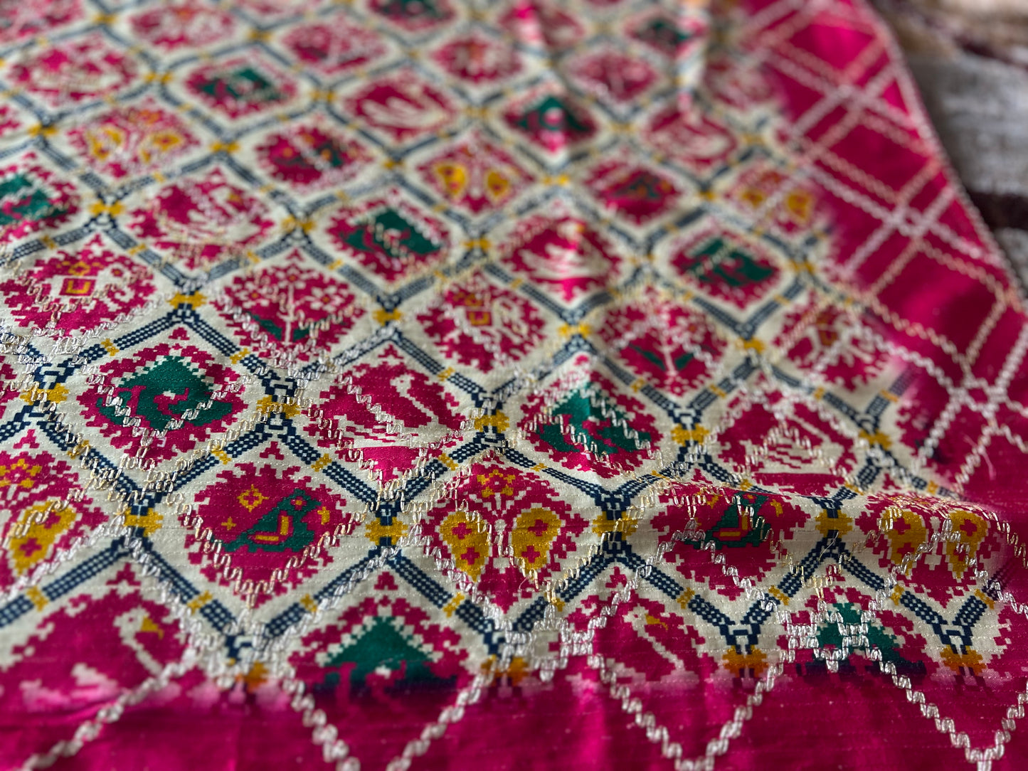 Beautiful modal, silk sari with lovely thread work all over the Saree and designer blouse piece