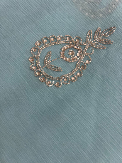 Soft Chiffon Stone Diamond Work with same Blouse Piece