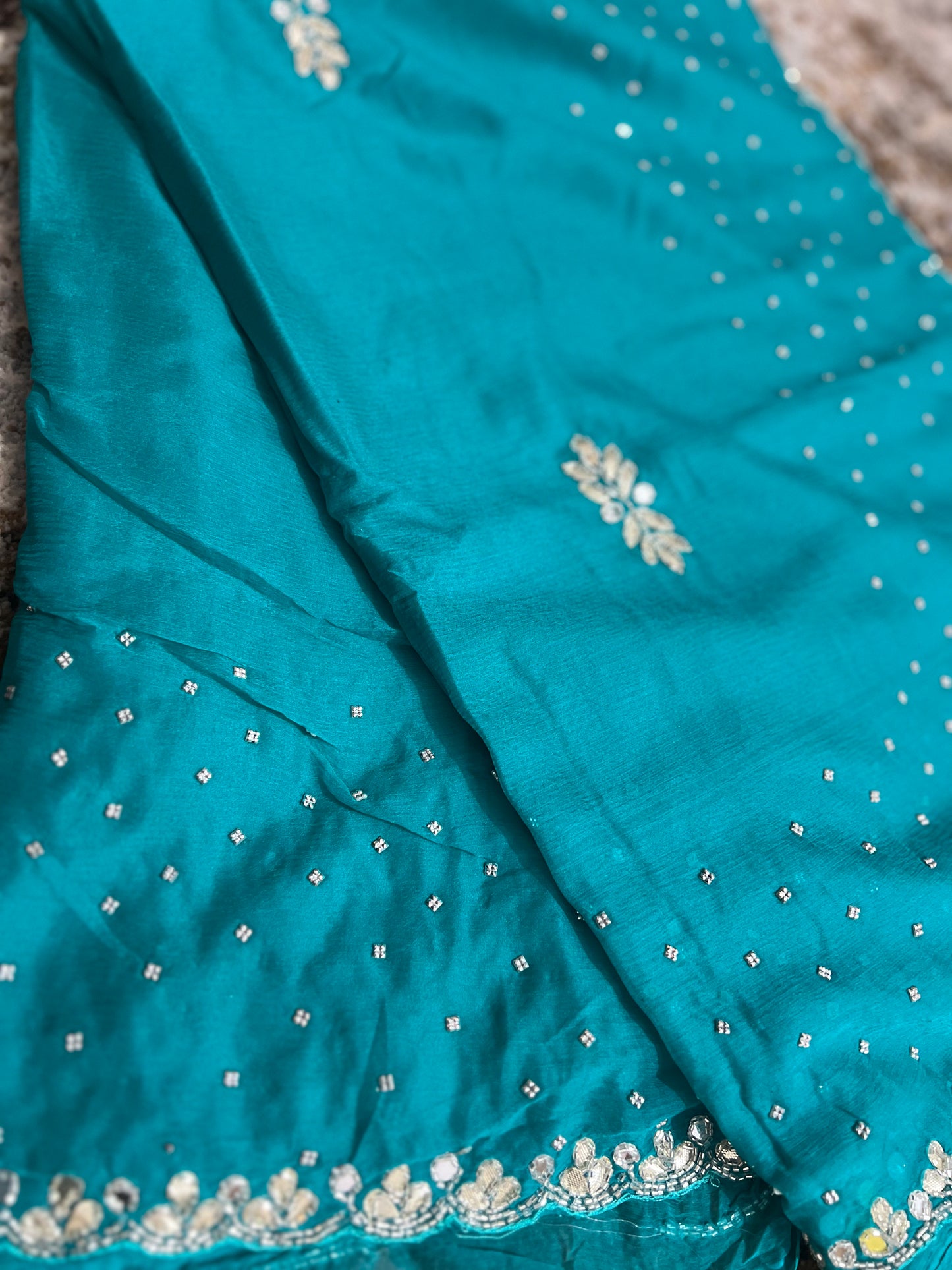 Soft Chiffon Stone Diamond Work with same Blouse Piece