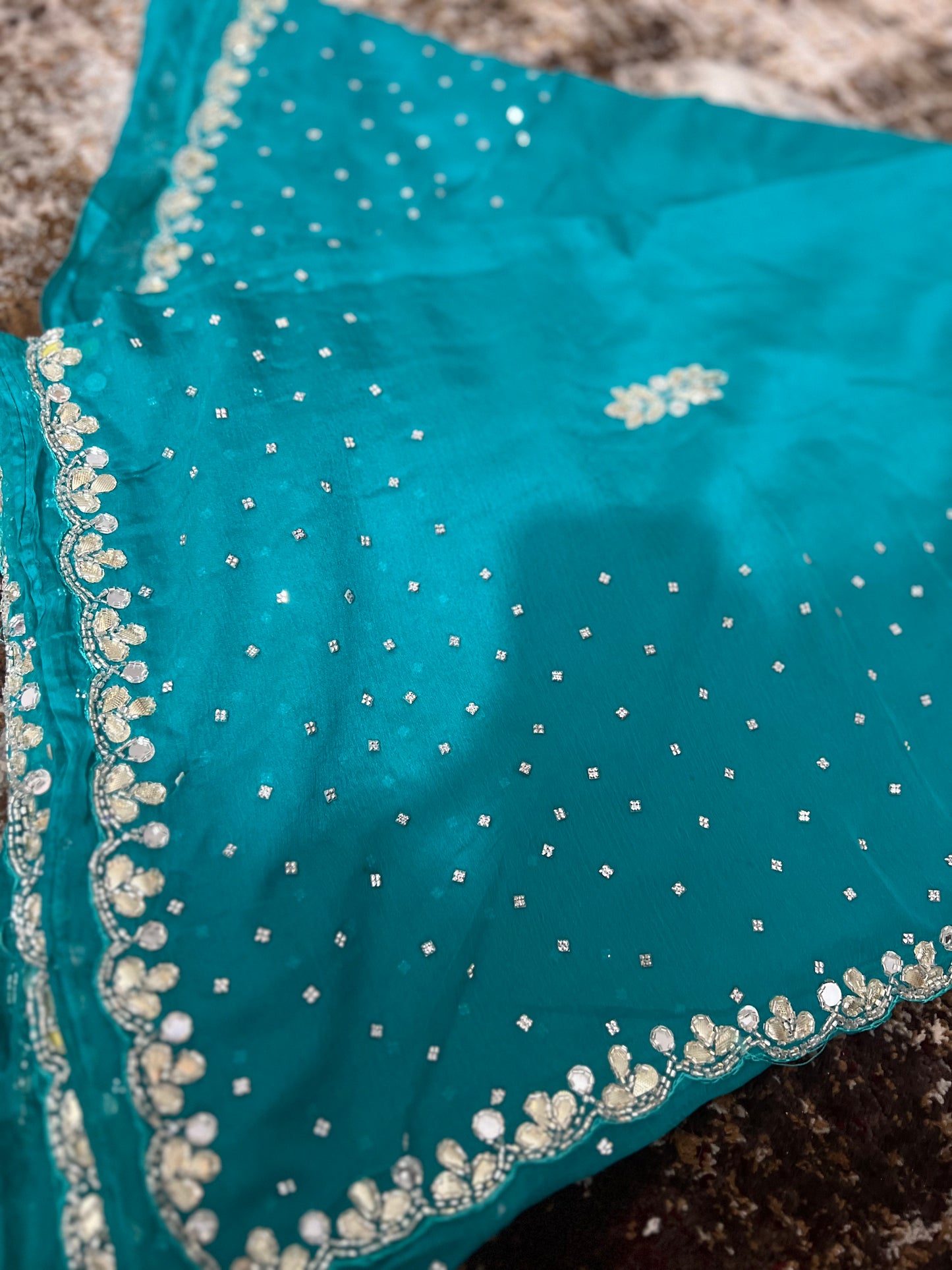 Soft Chiffon Stone Diamond Work with same Blouse Piece