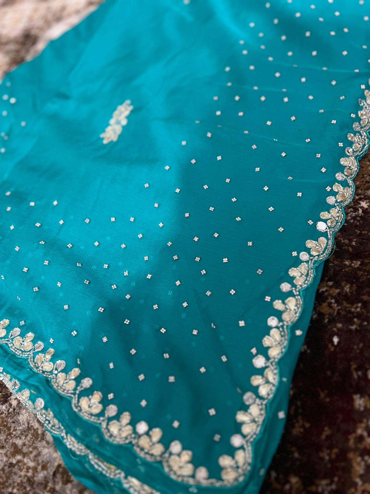 Soft Chiffon Stone Diamond Work with same Blouse Piece