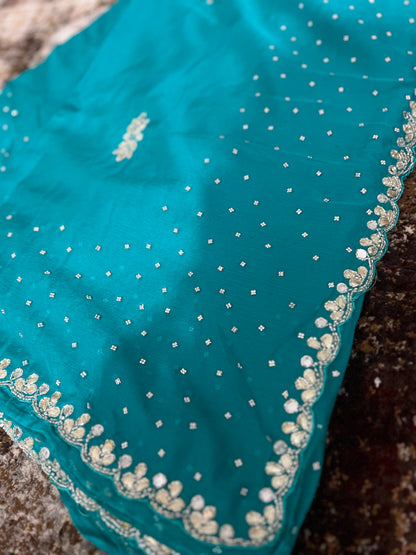 Soft Chiffon Stone Diamond Work with same Blouse Piece