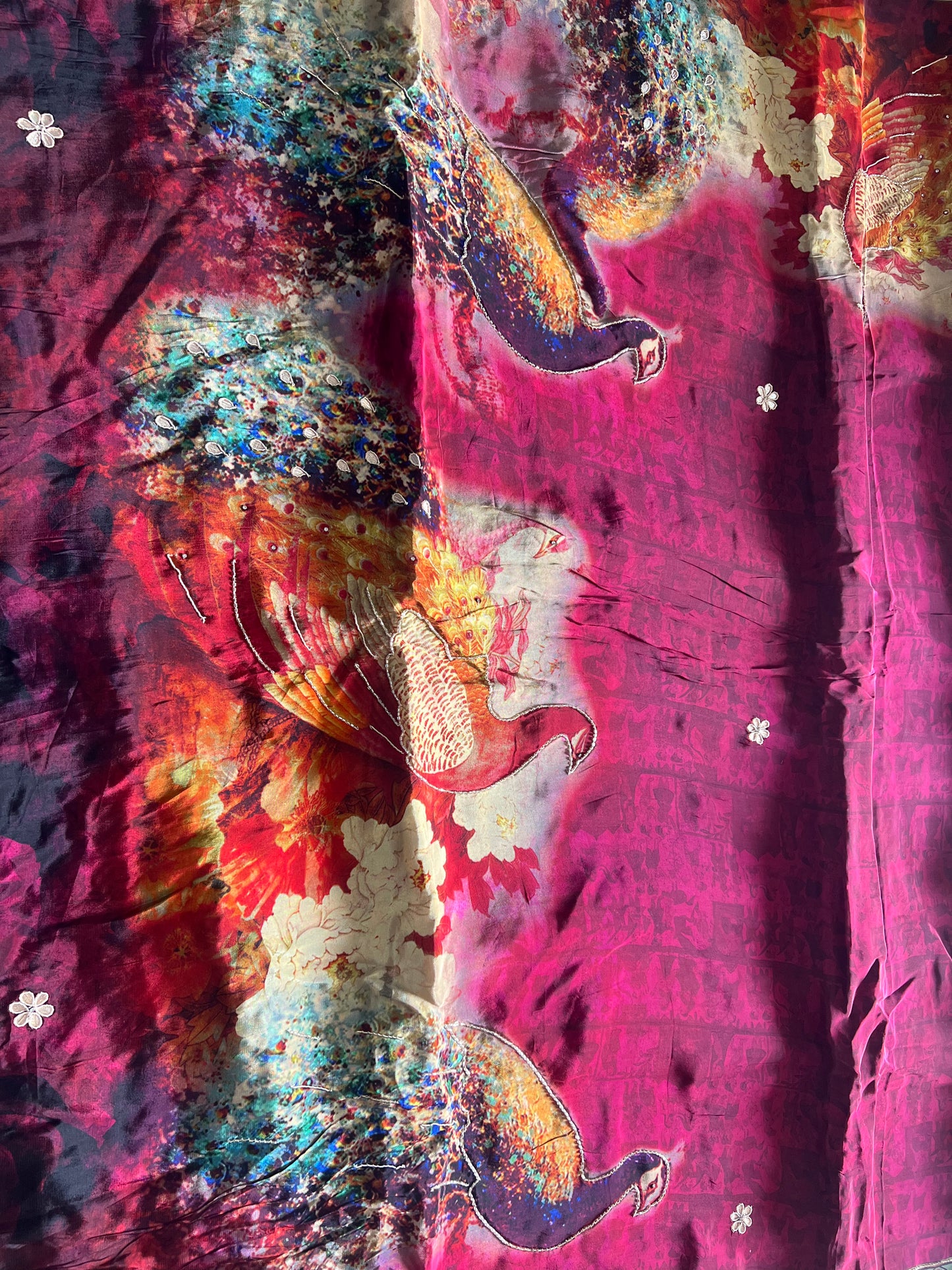 Pure Crepe Peacock Design Saree