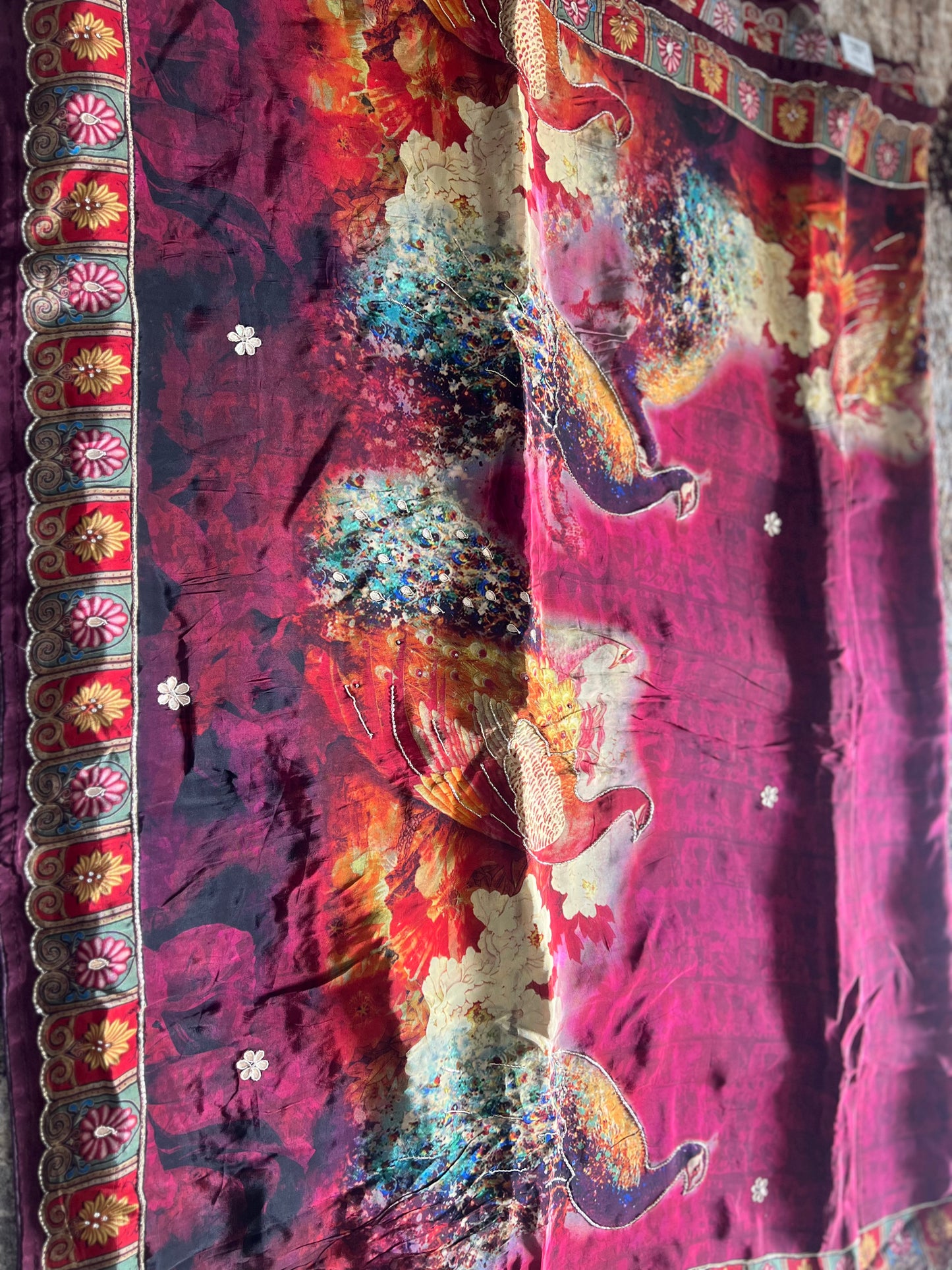 Pure Crepe Peacock Design Saree