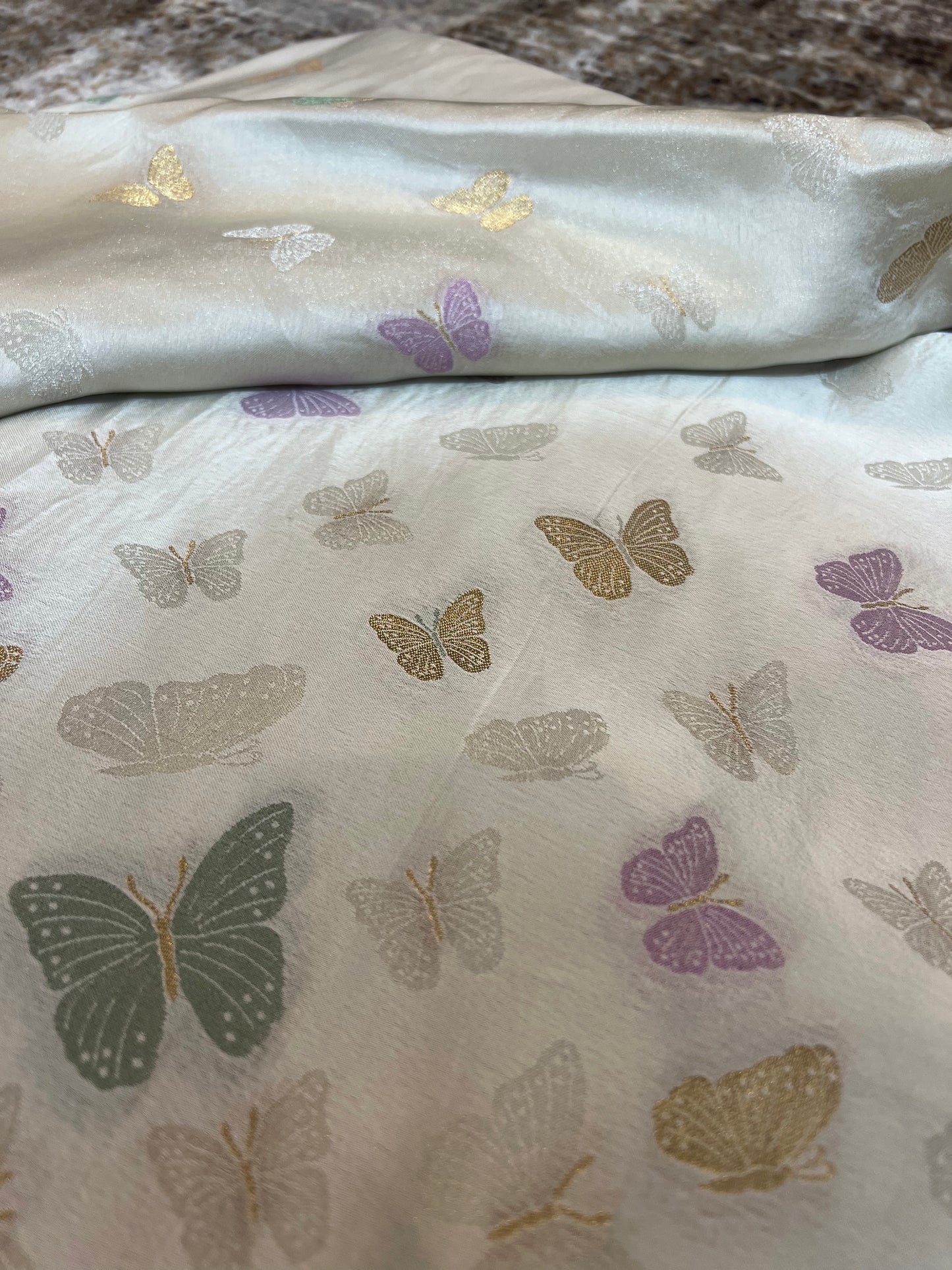 Off White Soft Silk Butterfly Saree