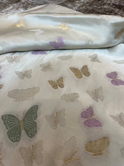 Off White Soft Silk Butterfly Saree