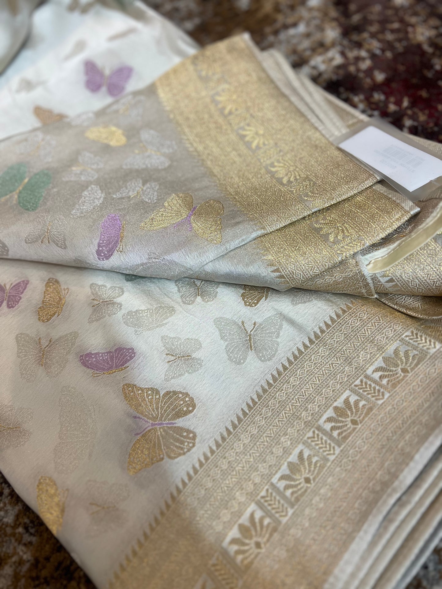 Off White Soft Silk Butterfly Saree