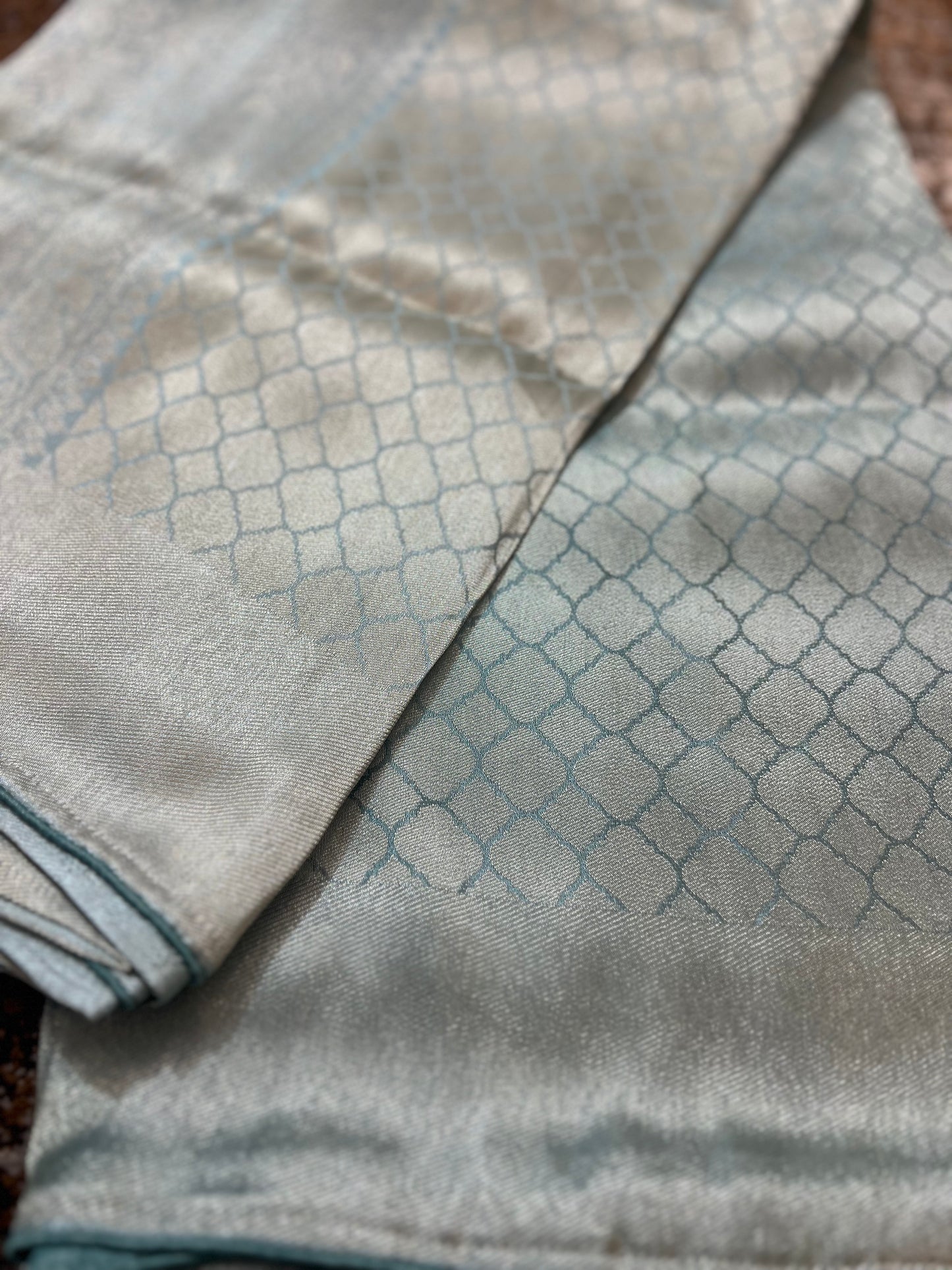 Silver and Pastel Blue Pure Giraffe Silk Saree