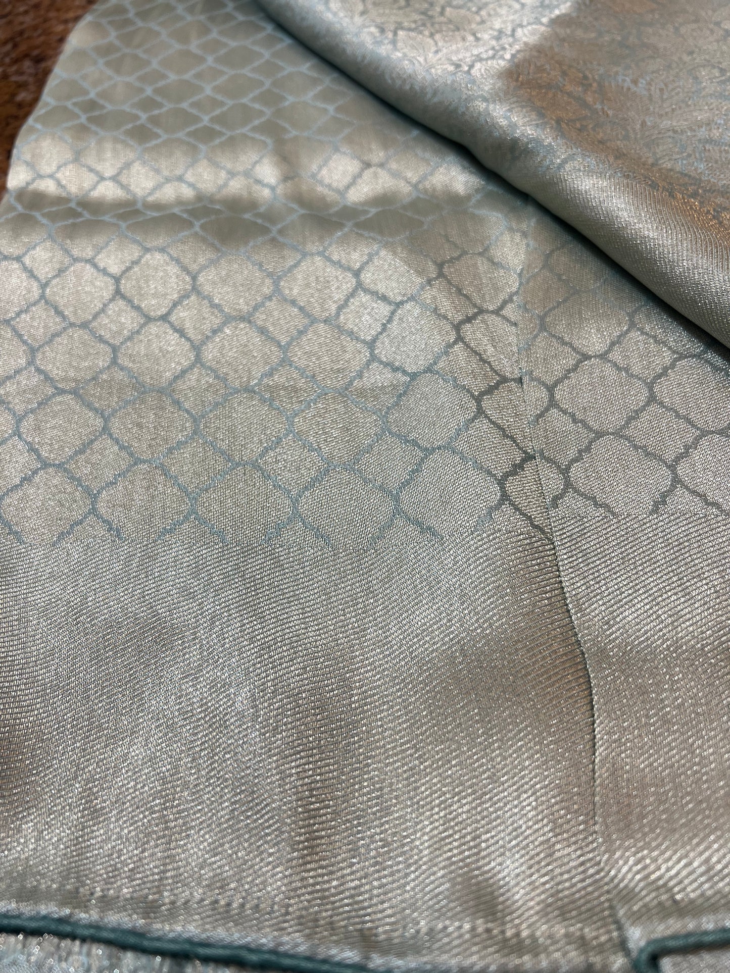 Silver and Pastel Blue Pure Giraffe Silk Saree