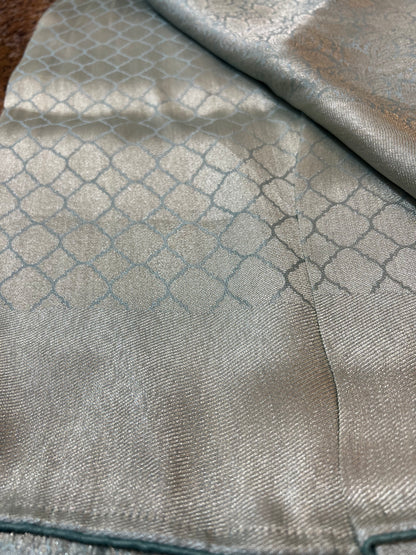 Silver and Pastel Blue Pure Giraffe Silk Saree
