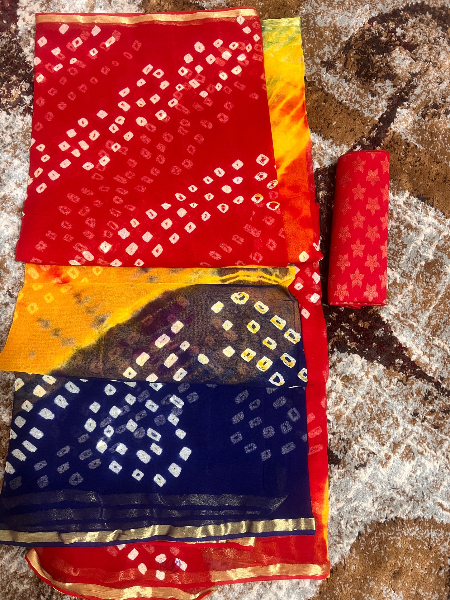 Pure Georgette Pachrangi Bandhani Saree