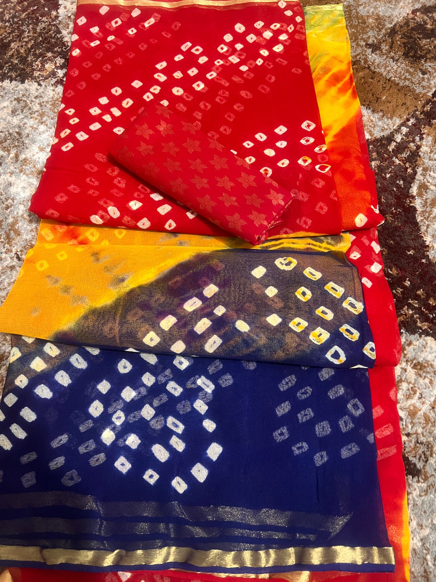 Pure Georgette Pachrangi Bandhani Saree